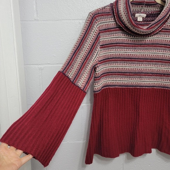 Style & Co Turtleneck Sweater Textured Red Fair Isle XL Pullover Jumper 549 - Picture 5 of 11
